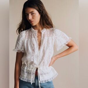 Sezane Shenali Shirt Ecru - Size 8/ EU 40